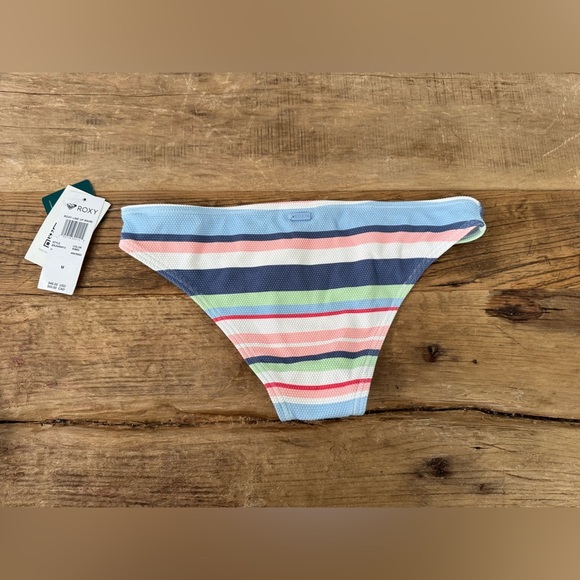 NWT Roxy Line Up Bikini Bottoms In Bright White The Line Up Stripe~ medium - Picture 8 of 8